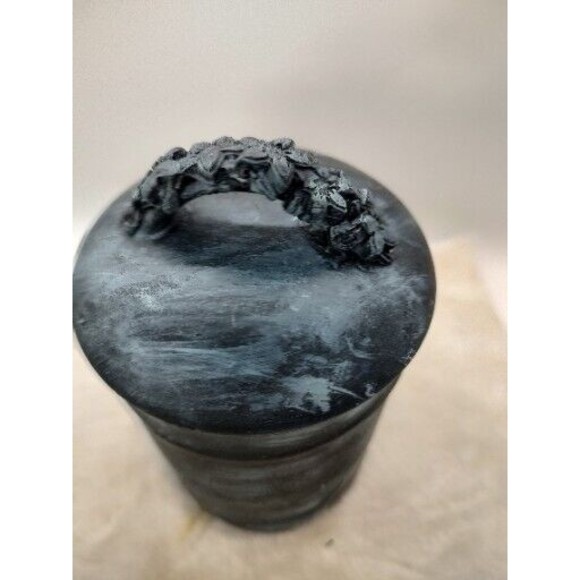 Repurposed Small  storage Canister Handmade By Me With Lid 6.5" Tall Ceramic - Picture 9 of 16